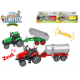 Traktor kov 25cm na setrvačník s vlečkou na baterie se světlem a zvukem 4druhy v krabičce