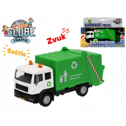 Auto popelářské 15cm kov na zpětný chod na baterie se světlem a zvukem v krabičce