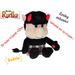 Čertík Rudla plyšový 20cm sedící na baterie česky mluvící svítící rohy 0m+ v sáčku
