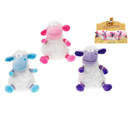 Ovečka plyšová 14cm sedící 3barvy 0m+ 12ks v DBX