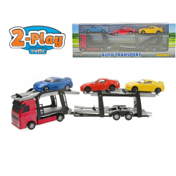 Přepravník aut kov 2-Play 26cm 1:60 + 3auta v krabičce