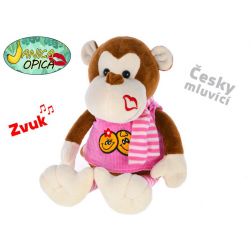 Opica Janica plyšová 40cm v šatech a se šálou na baterie česky mluvící 0m+ v sáčku
