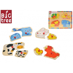 Vkládačka dřevěná zvířátka 30x22,5cm 2druhy 12m+ ve fólii