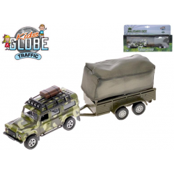 Auto Land Rover Defender Military 14,5cm kov zpětný chod s přívěsem s plachtou v krabičce