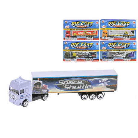 Kamion kontejnerový 20cm 1:87 kov volný chod 5druhů na kartě