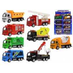 Auto nákladní kov 10cm 1:55 zpětný chod 8druhů v krabičce 24ks v DBX