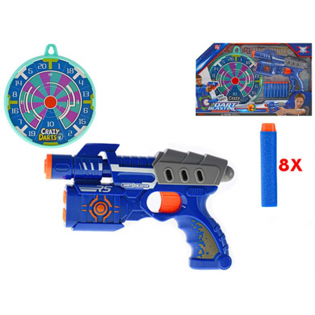 Pistole 24cm s pěnovými náboji 8ks a terčem v krabičce