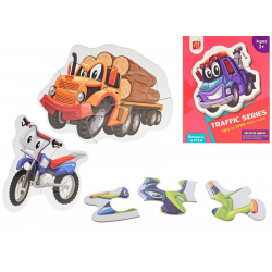 Puzzle dětské 18x13cm Dopravní prostředky 18dílků 6obrázků v krabičce