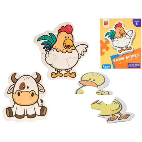 Puzzle dětské 18x13cm Domácí zvířátka 15dílků 6obrázků v krabičce