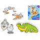 Puzzle dětské 18x13cm Zvířátka safari 16dílků 6obrázků v krabičce