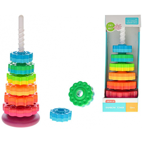 Pyramida duhová 41cm 6kroužků 12m+ v krabičce