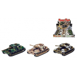 Tank kov 11cm zpětný chod 2druhy 3barvy 12ks v DBX