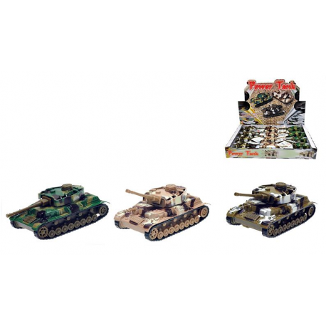 Tank kov 11cm zpětný chod 2druhy 3barvy 12ks v DBX