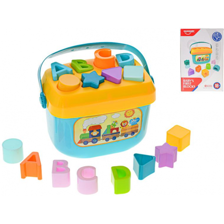 Vkládačka 20x12x13cm s čísly a tvary 18m+ 16ks v krabičce