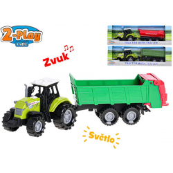 2-Play Traffic traktor s vlečkou 23-26cm volný chod na baterie se světlem a zvukem 3druhy 12ks v DBX