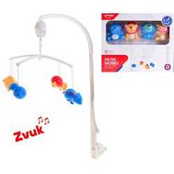 Kolotoč nad postýlku 65cm se zvířátky na natažení se zvukem 0m+ v krabičce