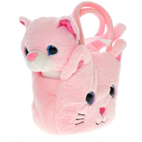 Kočka plyšová 20cm s kabelkou 20x15cm 0m+