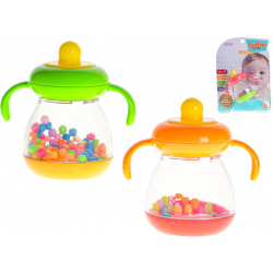 Chrastítko lahvička 8cm 3m+ 3barvy na kartě