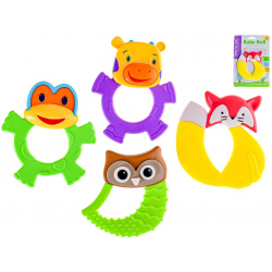 Kousátko zvířátko 11cm 4druhy 3barvy 3m+ na kartě