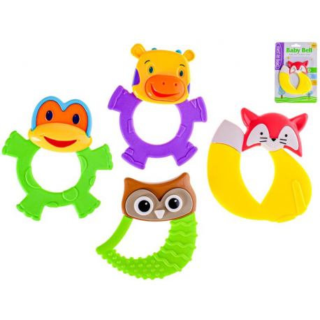 Kousátko zvířátko 11cm 4druhy 3barvy 3m+ na kartě