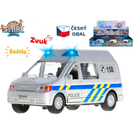 Kids Globe Traffic policie 14cm kov zpětný chod na baterie český design světlo a zvuk 12ks v DBX
