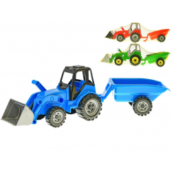 Traktor s vlečkou a nakladačem 60cm 3barvy v síťce