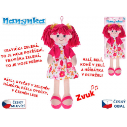 Panenka Nanynka červená 50cm měkké tělo na baterie česky mluvící a zpívající 0m+ na kartě
