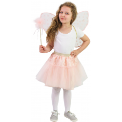 Dětský kostým tutu sukně růžová květinová víla s hůlkou a křídly