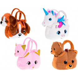 Zvířátko plyšové v kabelce 15x20cm 4druhy 0m+ v sáčku