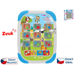 Tablet vzdělávací 15x20cm na baterie česky mluvící se světlem 12m+ v krabičce