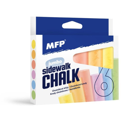 Křídy M chodníkové kulaté  6 ks mix barev - krabička
