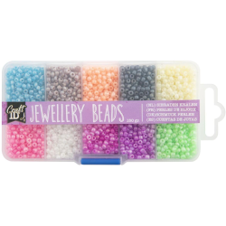 Sada barevných korálků 10 druhů v pořadači 150g (10x15g)