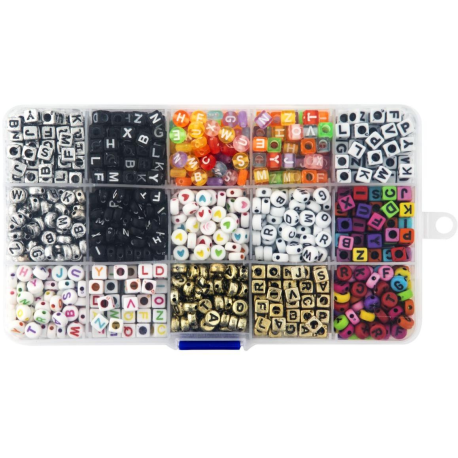 Sada korálků s písmeny 15 druhů v pořadači 10x17 cm