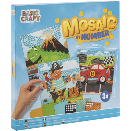 Kreativní set mozaika podle čísel 3 karty/obrazy 22x22 cm