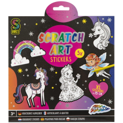 Kreativní set vyškrabávací samolepky 5 kusů + vyškrabávací pero