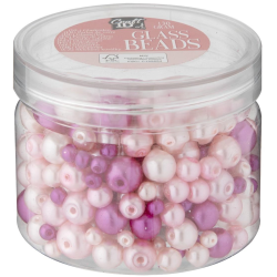 Sada skleněných korálků 4 odstíny růžové 130 gramů