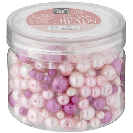 Sada skleněných korálků 4 odstíny růžové 130 gramů