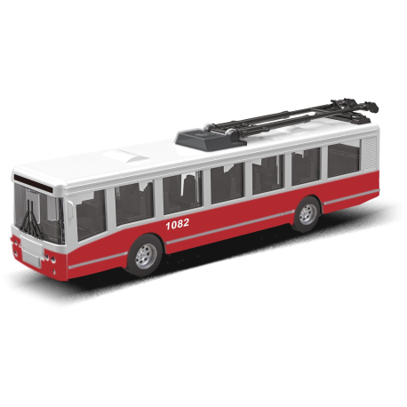 Trolejbus MHD červený 16 cm